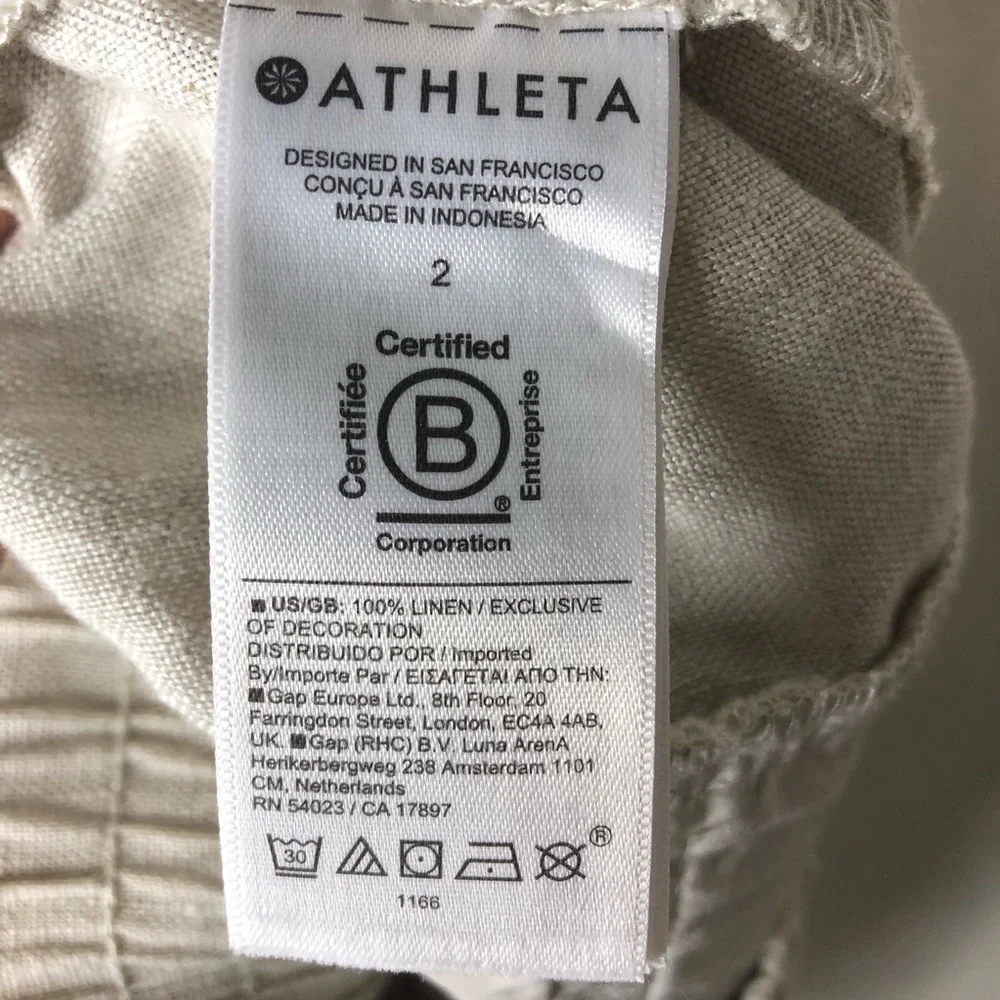 Athleta Voyager Linen Pants Sz 2 Light Beige High Rise Pockets Casual Beach